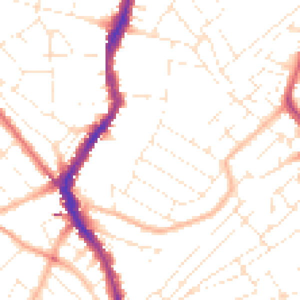 Daytime road noise heatmap for BS6 5BJ