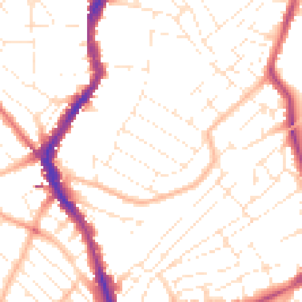 Daytime road noise heatmap for BS6 5BN