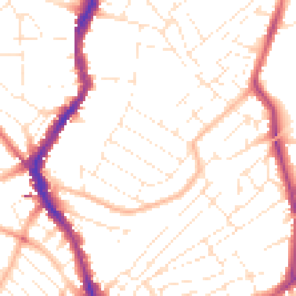 Daytime road noise heatmap for BS6 5BP