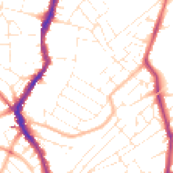 Daytime road noise heatmap for BS6 5BS