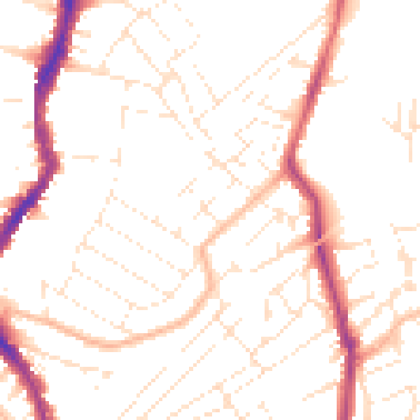 Daytime road noise heatmap for BS6 5BU