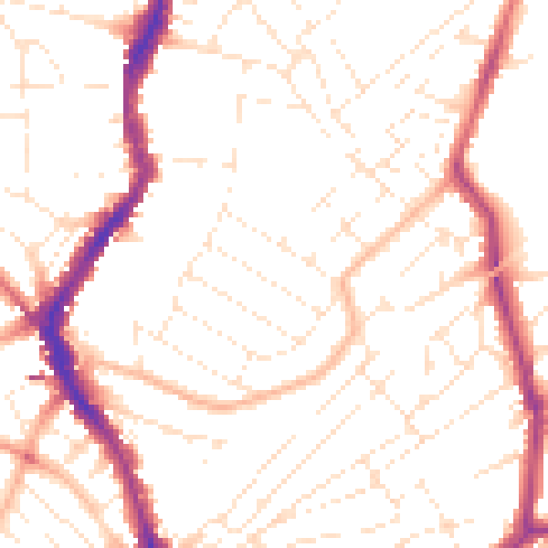 Daytime road noise heatmap for BS6 5BW