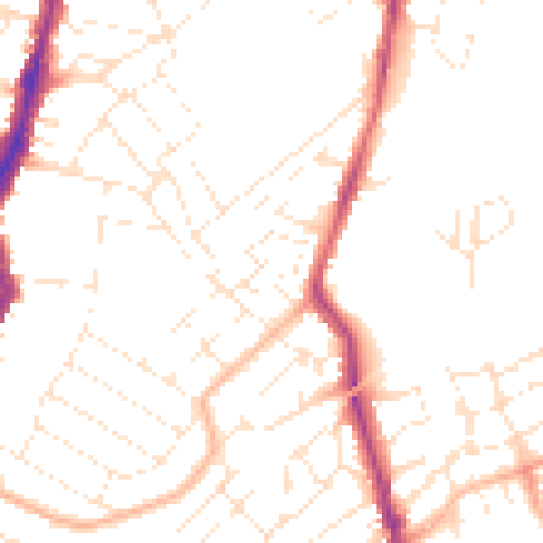 Daytime road noise heatmap for BS6 5BY