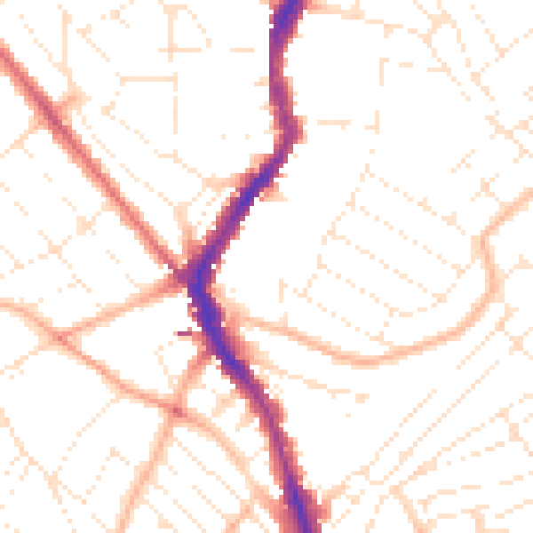 Daytime road noise heatmap for BS6 5DG