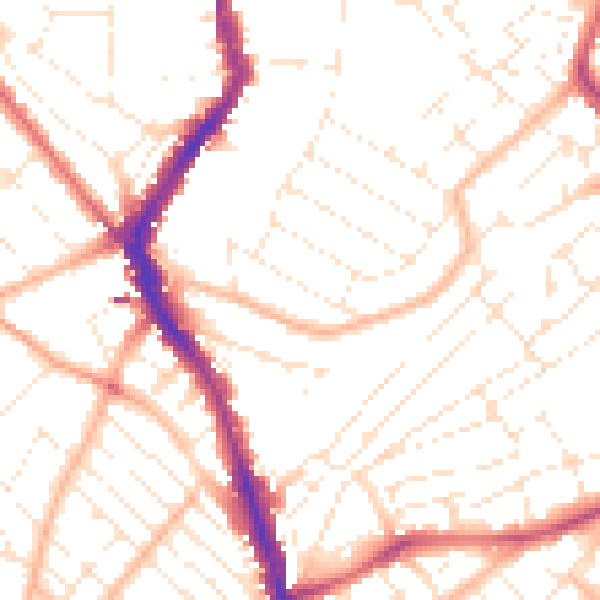Daytime road noise heatmap for BS6 5DJ