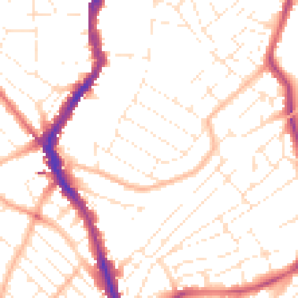 Daytime road noise heatmap for BS6 5DL