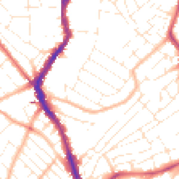 Daytime road noise heatmap for BS6 5DN