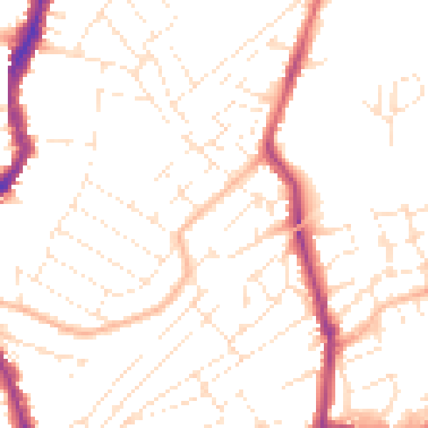 Daytime road noise heatmap for BS6 5DS
