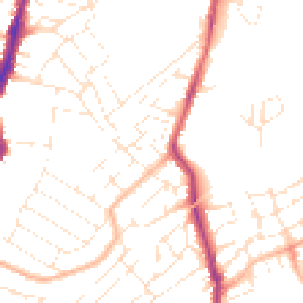 Daytime road noise heatmap for BS6 5DX