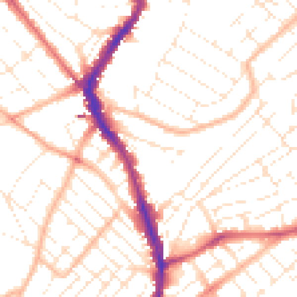 Daytime road noise heatmap for BS6 5EE