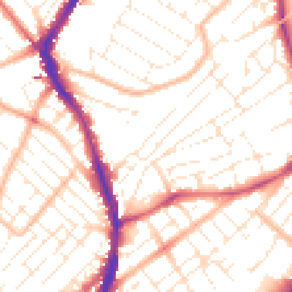 Daytime road noise heatmap for BS6 5EH