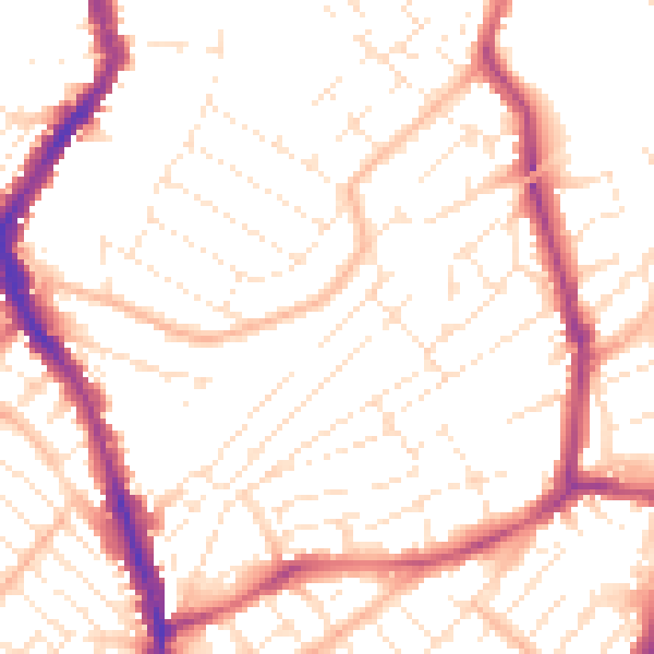 Daytime road noise heatmap for BS6 5EJ