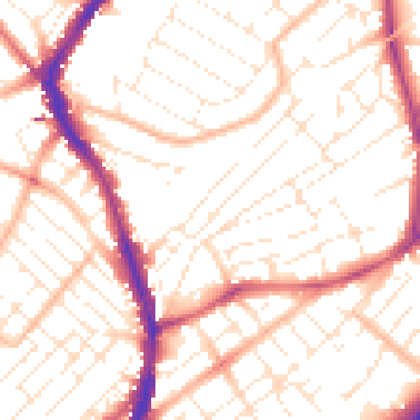Daytime road noise heatmap for BS6 5EN