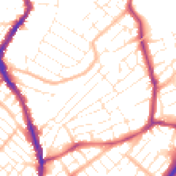 Daytime road noise heatmap for BS6 5EP
