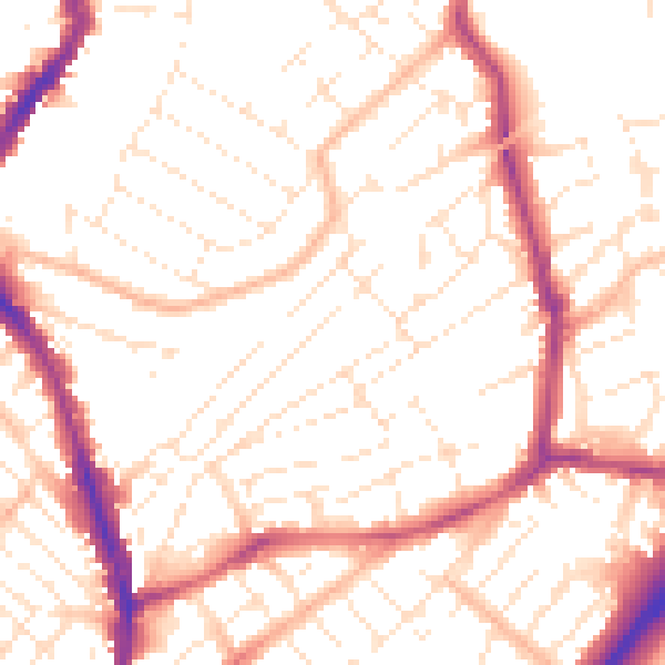 Daytime road noise heatmap for BS6 5ER