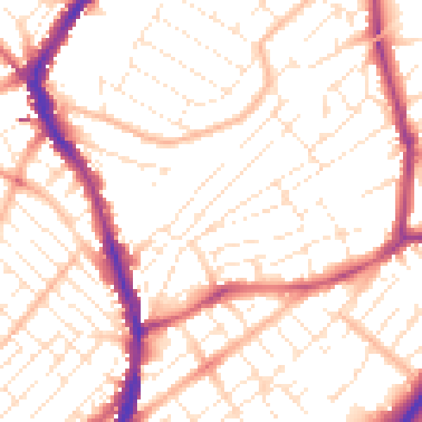 Daytime road noise heatmap for BS6 5EW