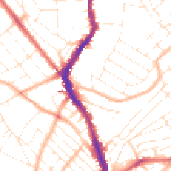 Daytime road noise heatmap for BS6 5HG