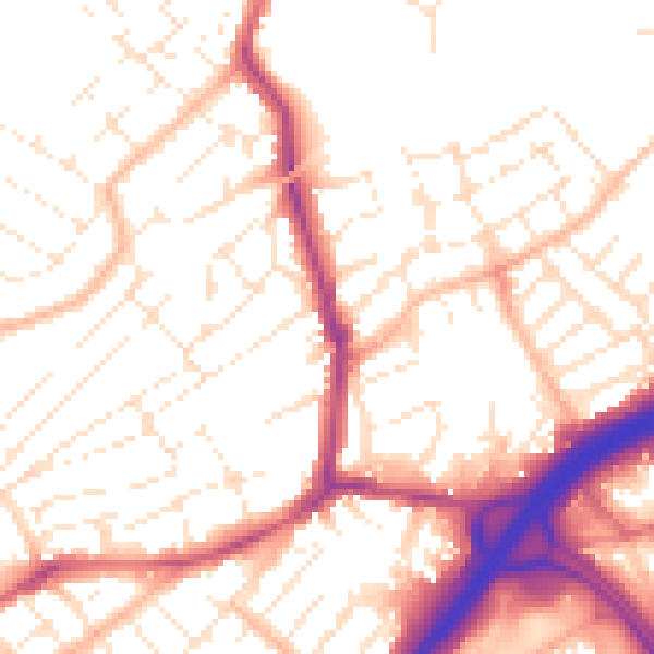 Daytime road noise heatmap for BS6 5HZ