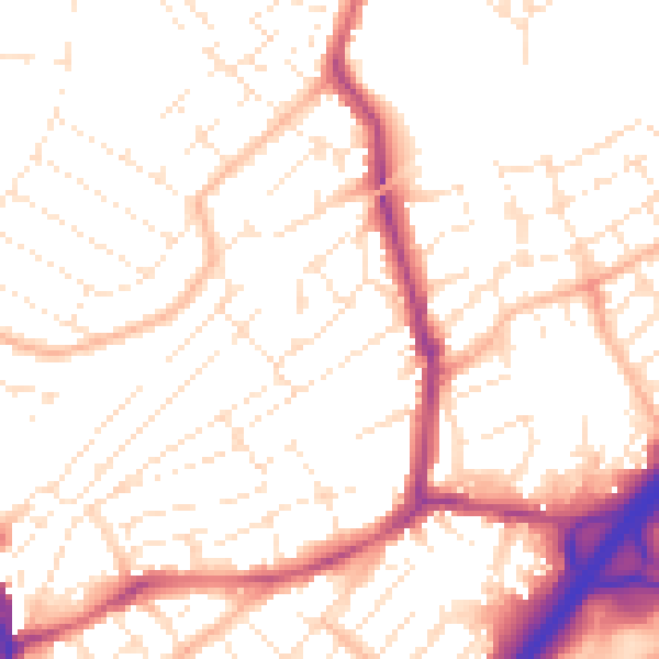 Daytime road noise heatmap for BS6 5JP