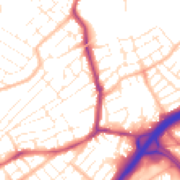 Daytime road noise heatmap for BS6 5LD