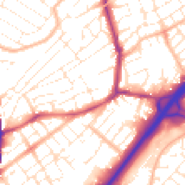 Daytime road noise heatmap for BS6 5LN