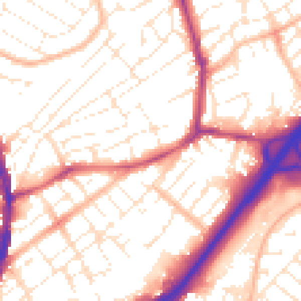 Daytime road noise heatmap for BS6 5NU