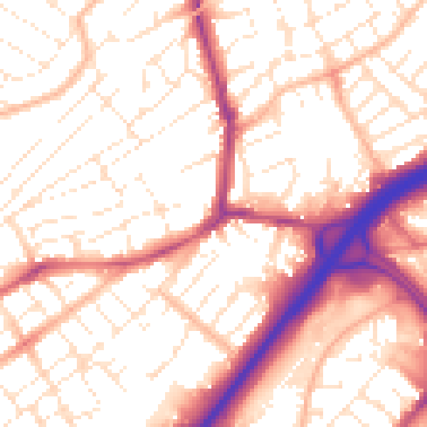 Daytime road noise heatmap for BS6 5NX