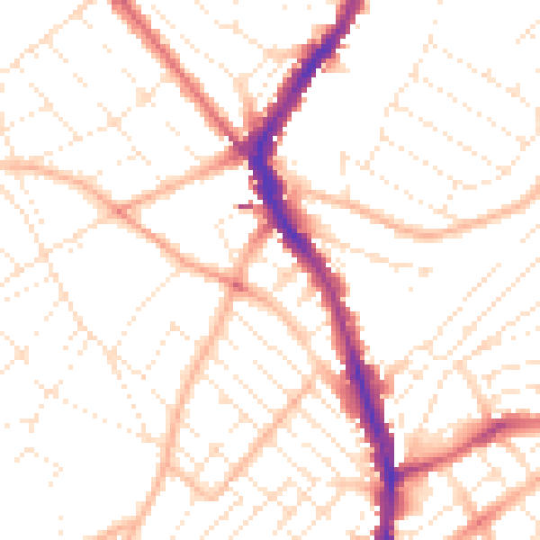 Daytime road noise heatmap for BS6 5PN