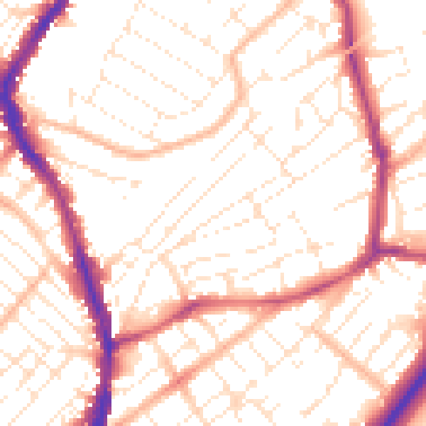 Daytime road noise heatmap for BS6 5QD