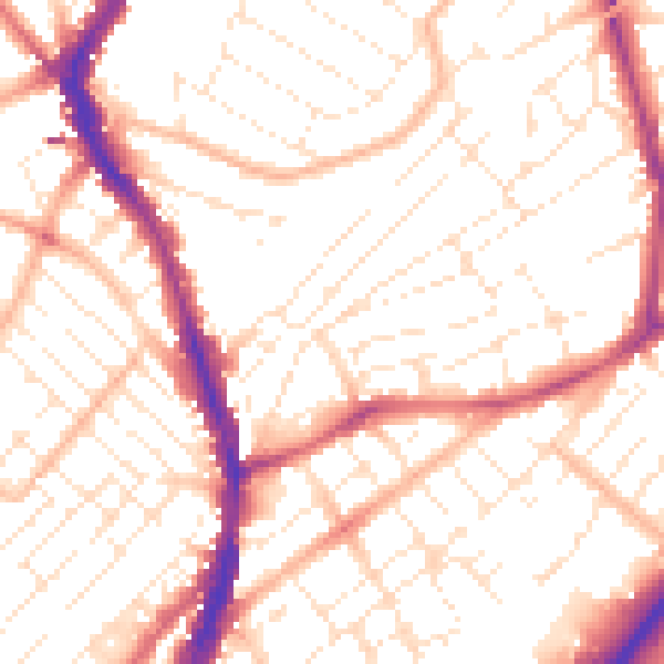 Daytime road noise heatmap for BS6 5QE