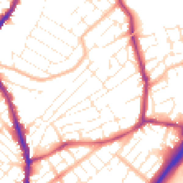 Daytime road noise heatmap for BS6 5QG