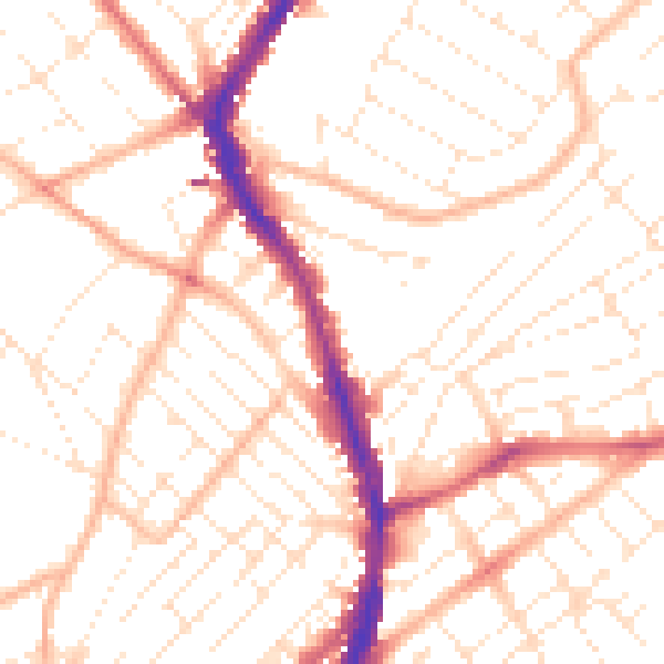 Daytime road noise heatmap for BS6 5RF