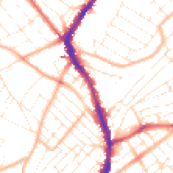 Daytime road noise heatmap for BS6 5RG
