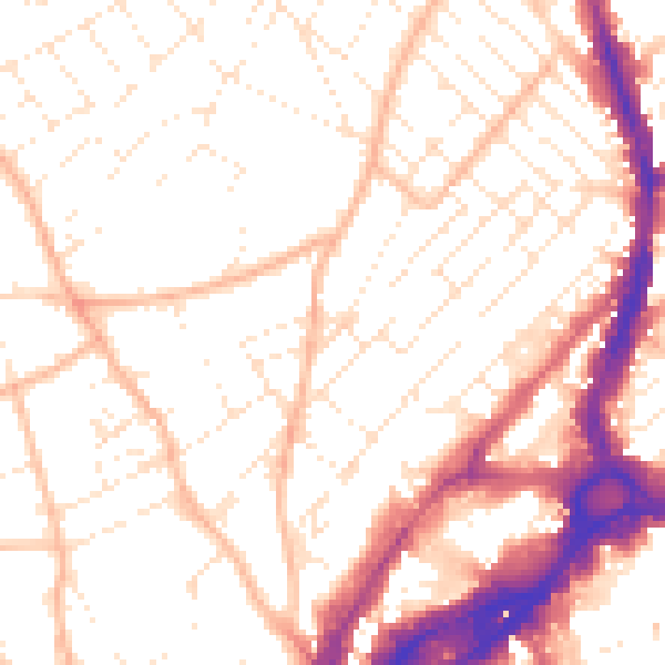 Daytime road noise heatmap for BS6 5TX