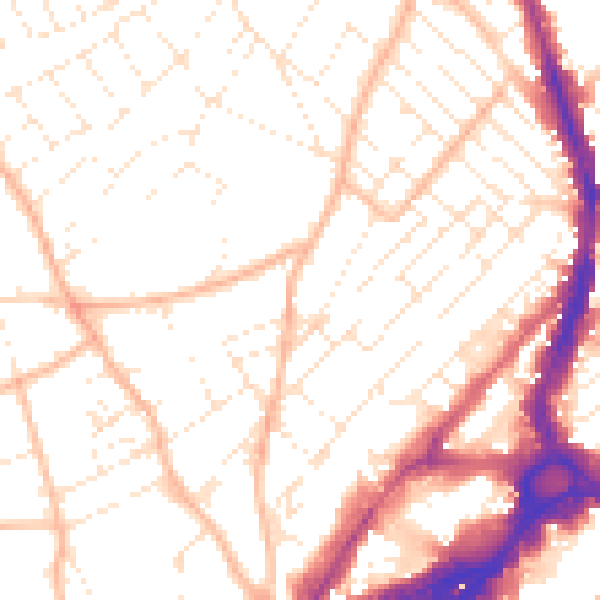 Daytime road noise heatmap for BS6 5TZ