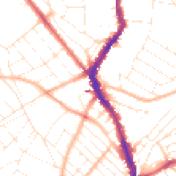 Daytime road noise heatmap for BS6 6AF