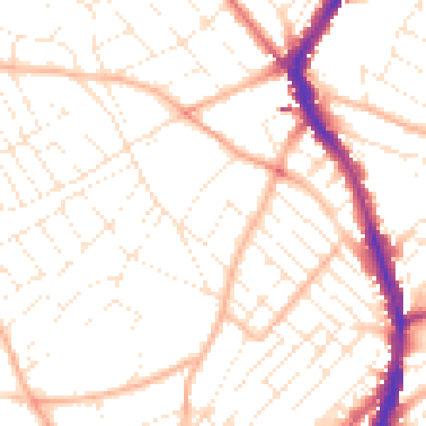 Daytime road noise heatmap for BS6 6AX