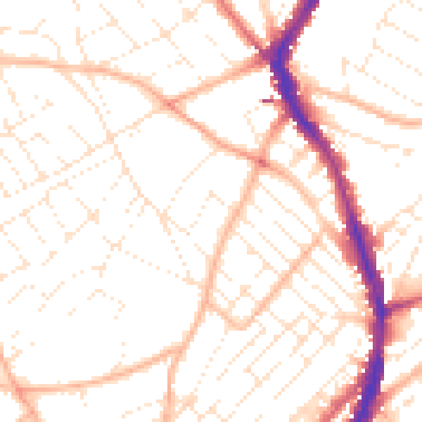 Daytime road noise heatmap for BS6 6AY