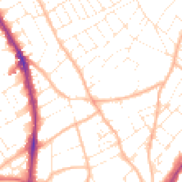 Daytime road noise heatmap for BS6 6DE
