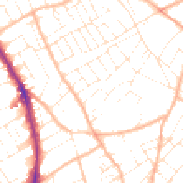 Daytime road noise heatmap for BS6 6HS