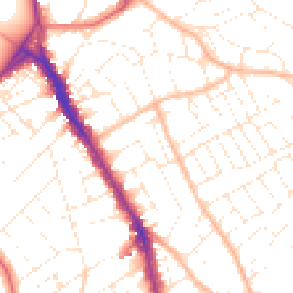 Daytime road noise heatmap for BS6 6LN