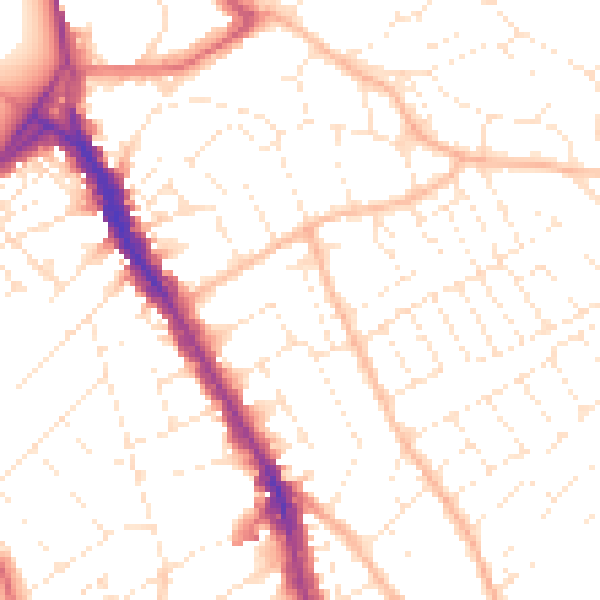 Daytime road noise heatmap for BS6 6LS