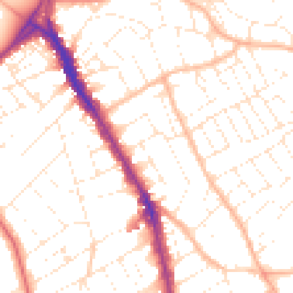 Daytime road noise heatmap for BS6 6LY