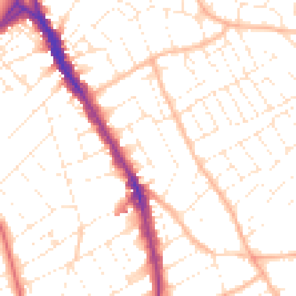 Daytime road noise heatmap for BS6 6NB