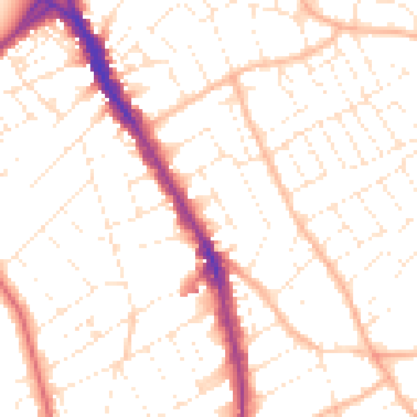Daytime road noise heatmap for BS6 6ND