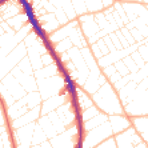 Daytime road noise heatmap for BS6 6NE