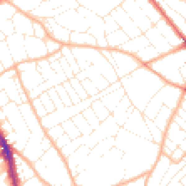 Daytime road noise heatmap for BS6 6NL