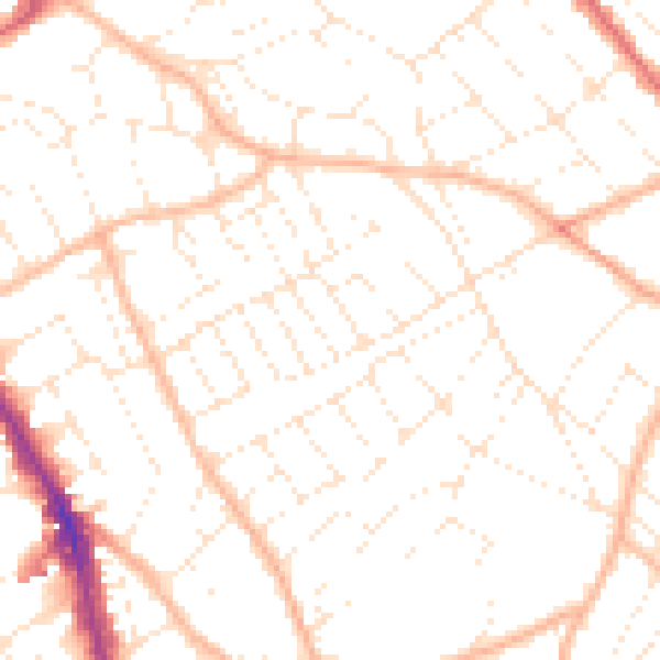 Daytime road noise heatmap for BS6 6NP