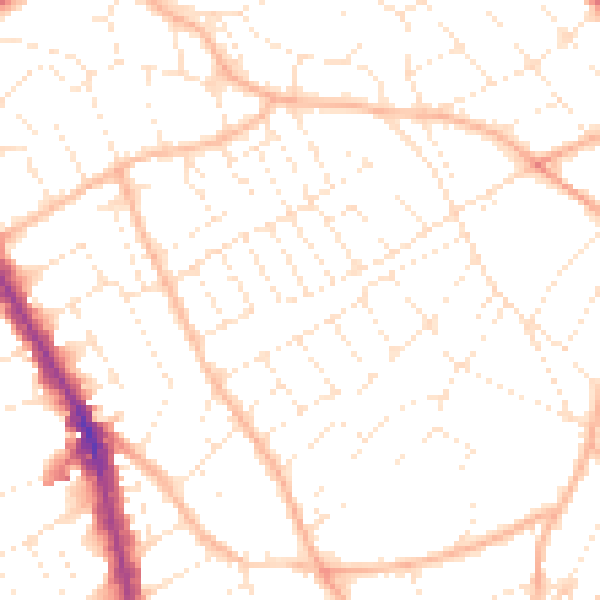 Daytime road noise heatmap for BS6 6NQ