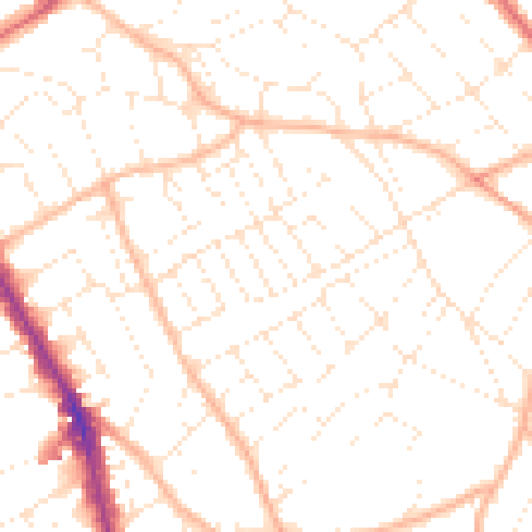Daytime road noise heatmap for BS6 6NR